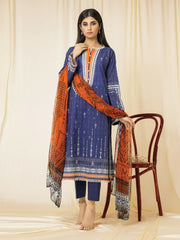 edenrobe Allure Lawn EWU22A2-23499 - Blue - 3 Piece