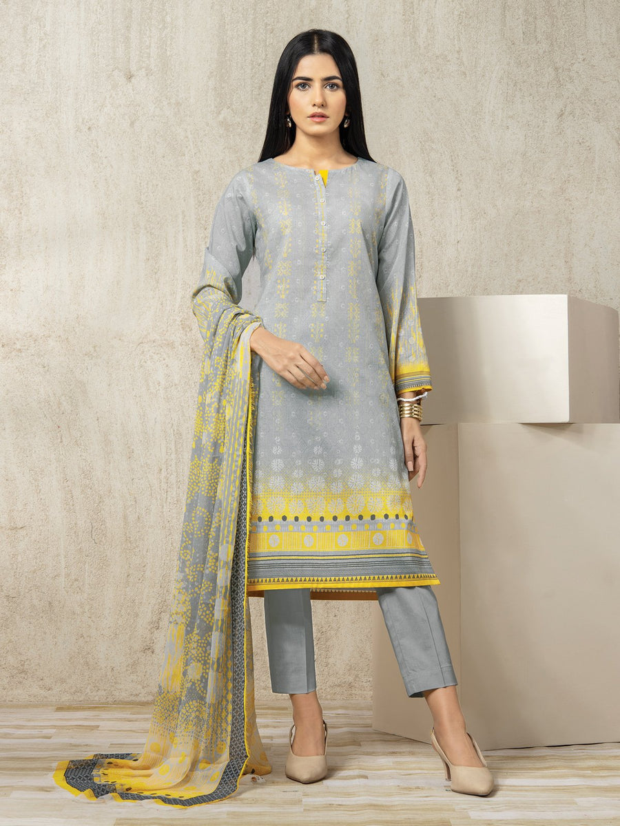 edenrobe Allure Lawn EWU22A2-23504 - Light Grey - 3 Piece
