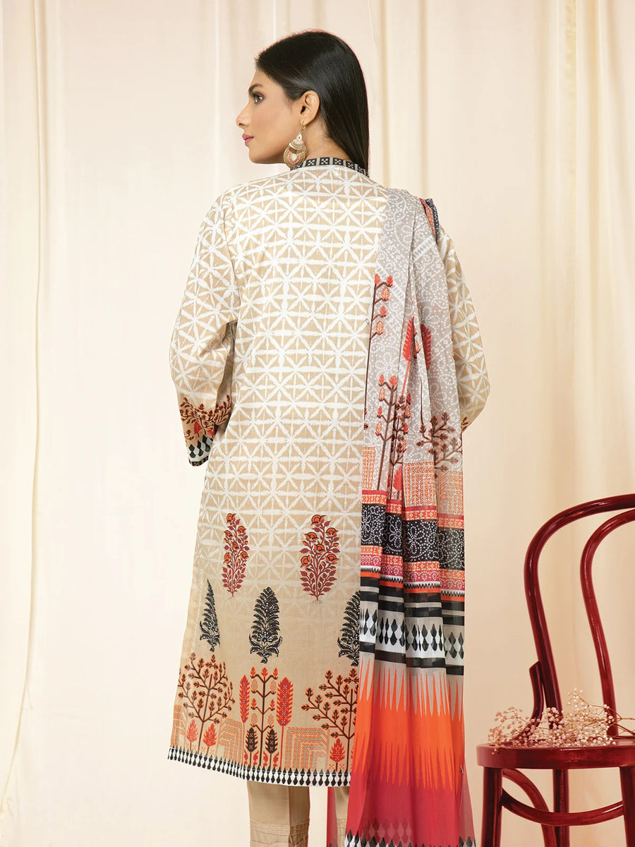 edenrobe Allure Lawn EWU22A2-23506 - Beige - 3 Piece