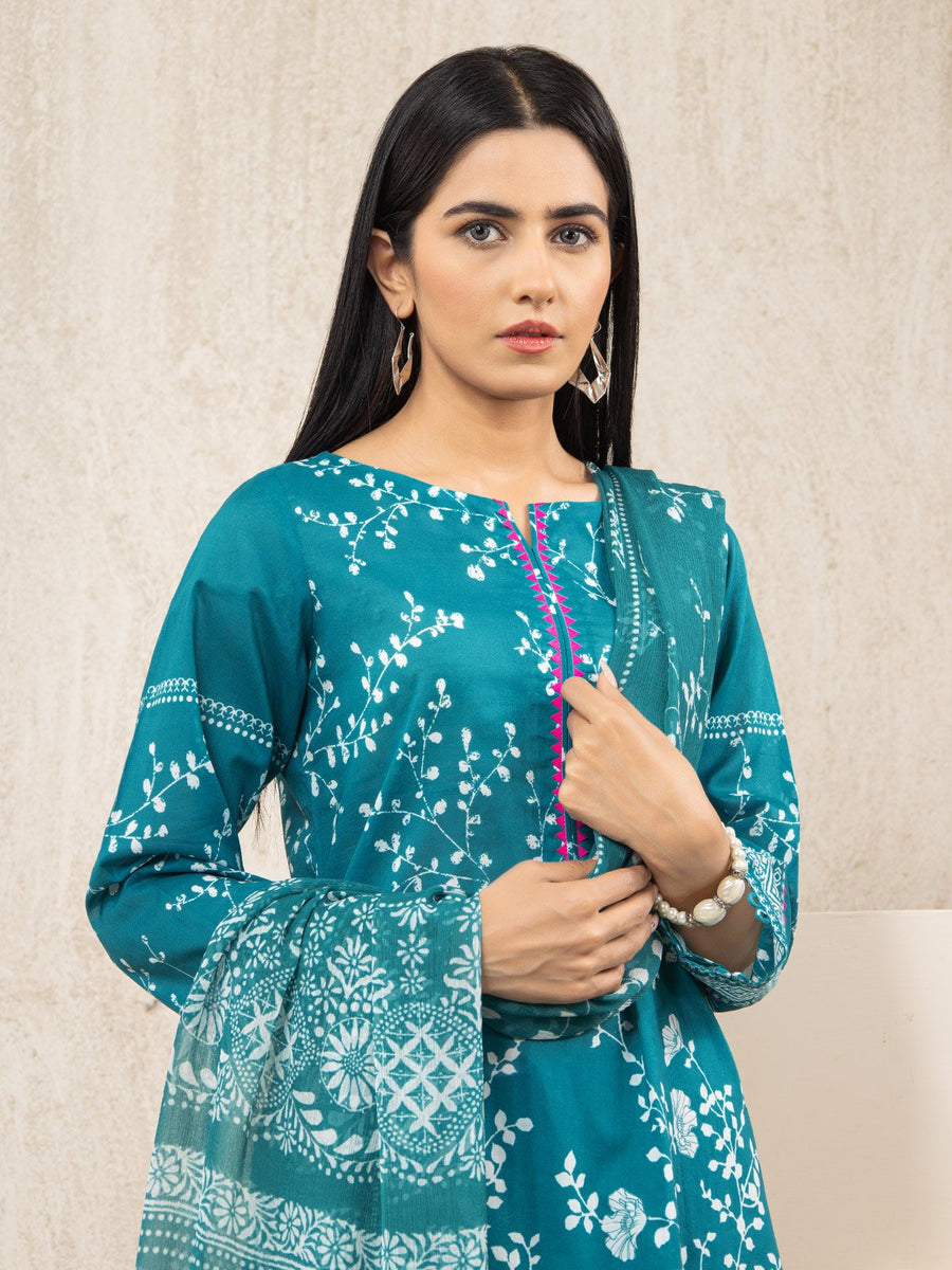 edenrobe Allure Lawn EWU22A2-23518 - Turquoise - 3 Piece