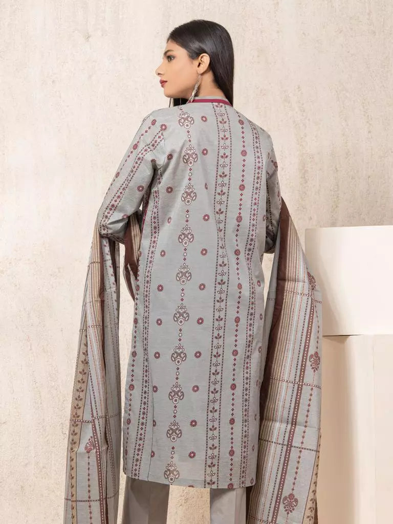 edenrobe Allure Printed Khaddar Unstitched 3Pc Suit EWU22A3-23096