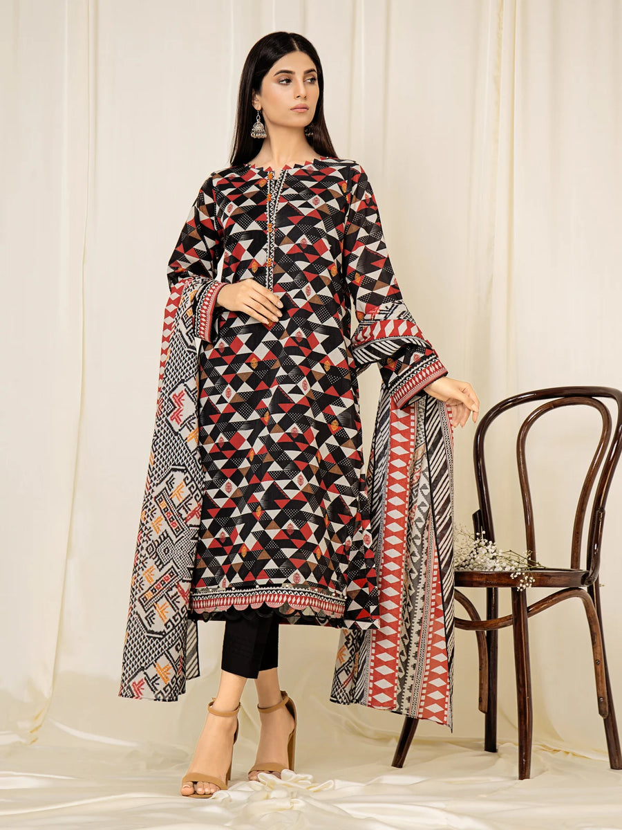 edenrobe Allure Printed Khaddar Unstitched 2Pc Suit EWU22A3-23153