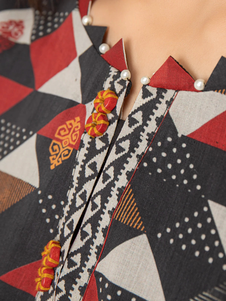 edenrobe Allure Printed Khaddar Unstitched 2Pc Suit EWU22A3-23153