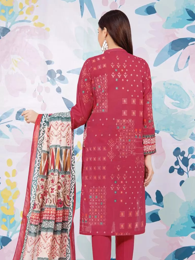 edenrobe Allure Khaddar Unstitched Printed 3Pc Suit EWU22A3-23191-XXL