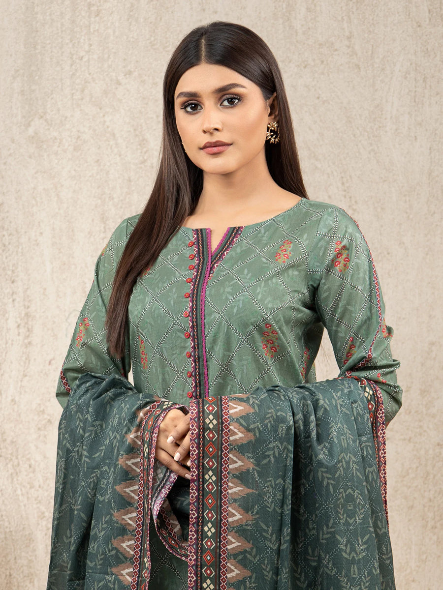 edenrobe Allure Printed Khaddar Unstitched 3Pc Suit EWU22A3-23386