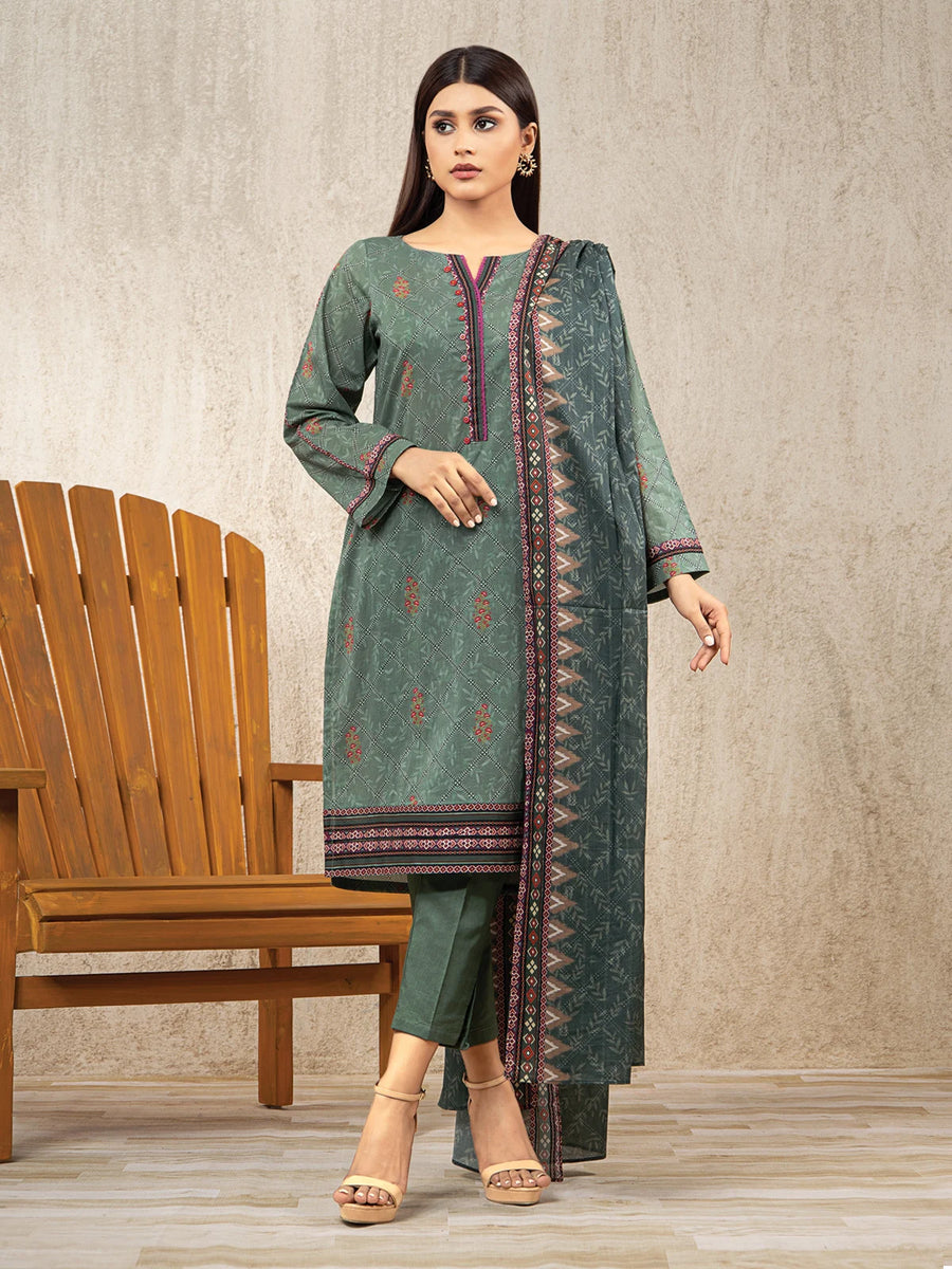 edenrobe Allure Printed Khaddar Unstitched 3Pc Suit EWU22A3-23386