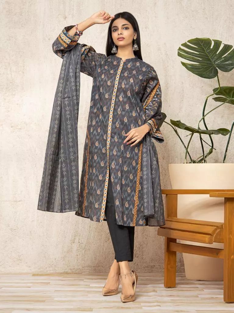 edenrobe Allure Printed Khaddar Unstitched 3Pc Suit EWU22A3-23387