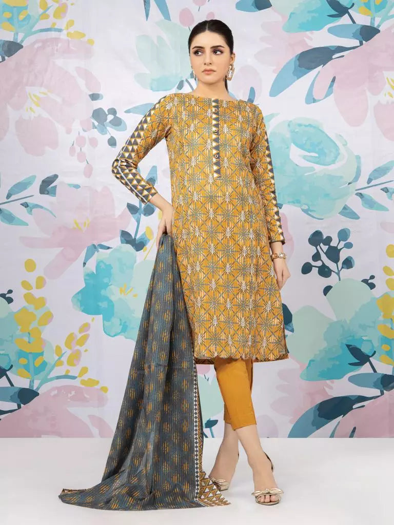 edenrobe Allure Printed Khaddar Unstitched 3Pc Suit EWU22A3 23426