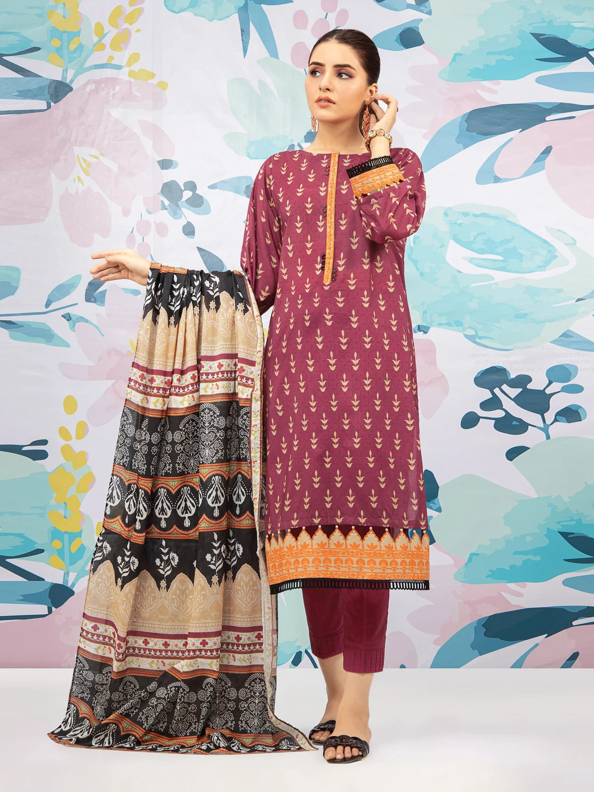 Eden Robe Advertisement edenrobe Allure Printed Khaddar Unstitched 3Pc Suit EWU22A3-23429