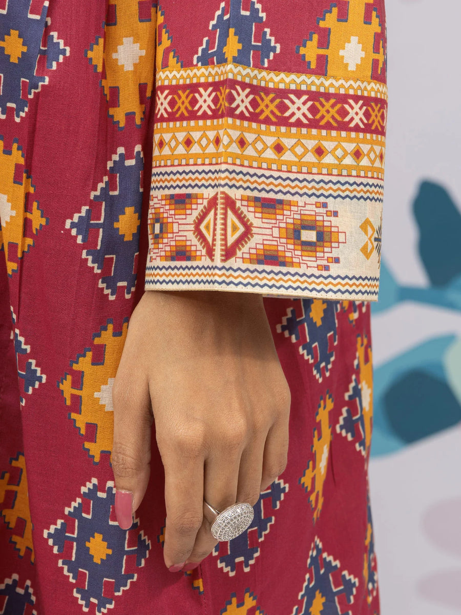 edenrobe Allure Printed Khaddar Unstitched 3Pc Suit EWU22A3-23439