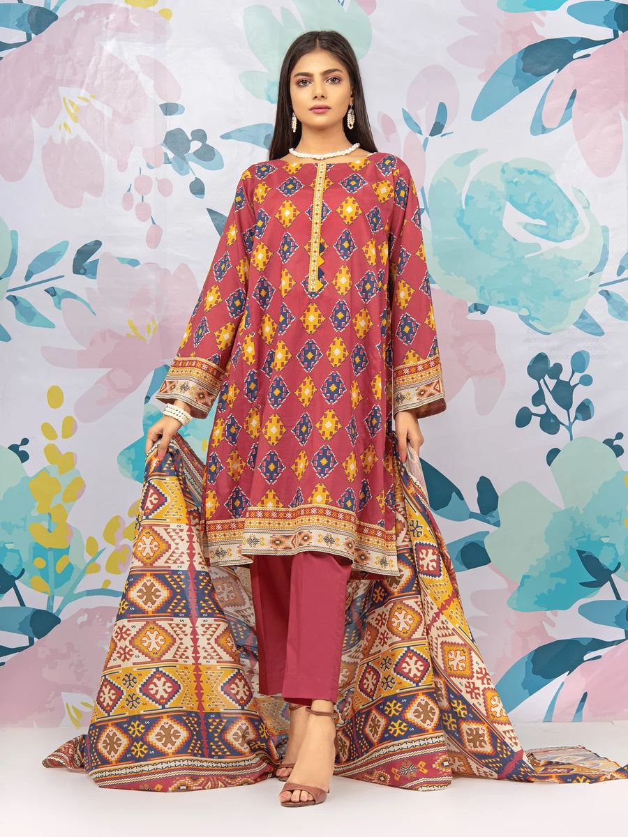 edenrobe Allure Khaddar Unstitched Printed 3Pc Suit EWU22A3-23439