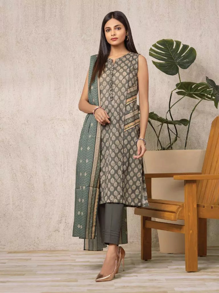 edenrobe Allure Printed Khaddar Unstitched 3Pc Suit EWU22A3-23459