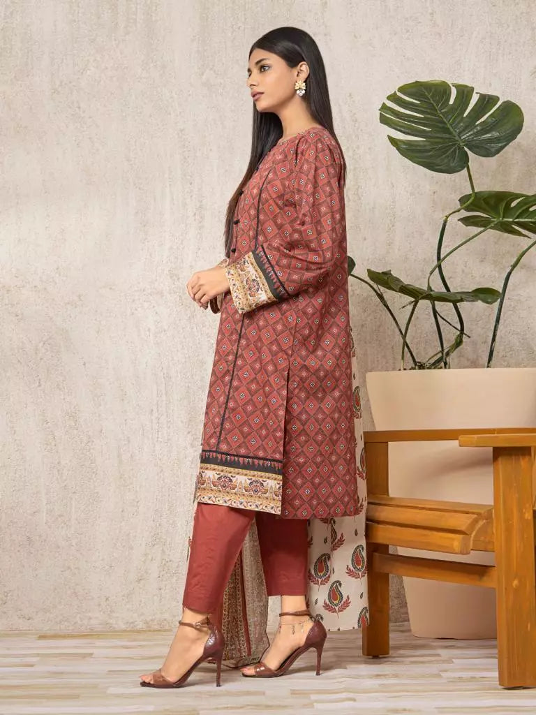 edenrobe Allure Printed Khaddar Unstitched 3Pc Suit EWU22A3-23461