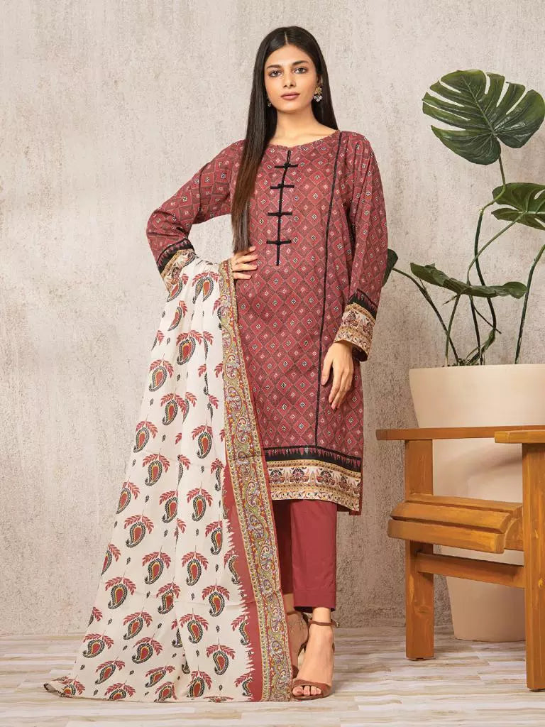 edenrobe Allure Printed Khaddar Unstitched 3Pc Suit EWU22A3-23461