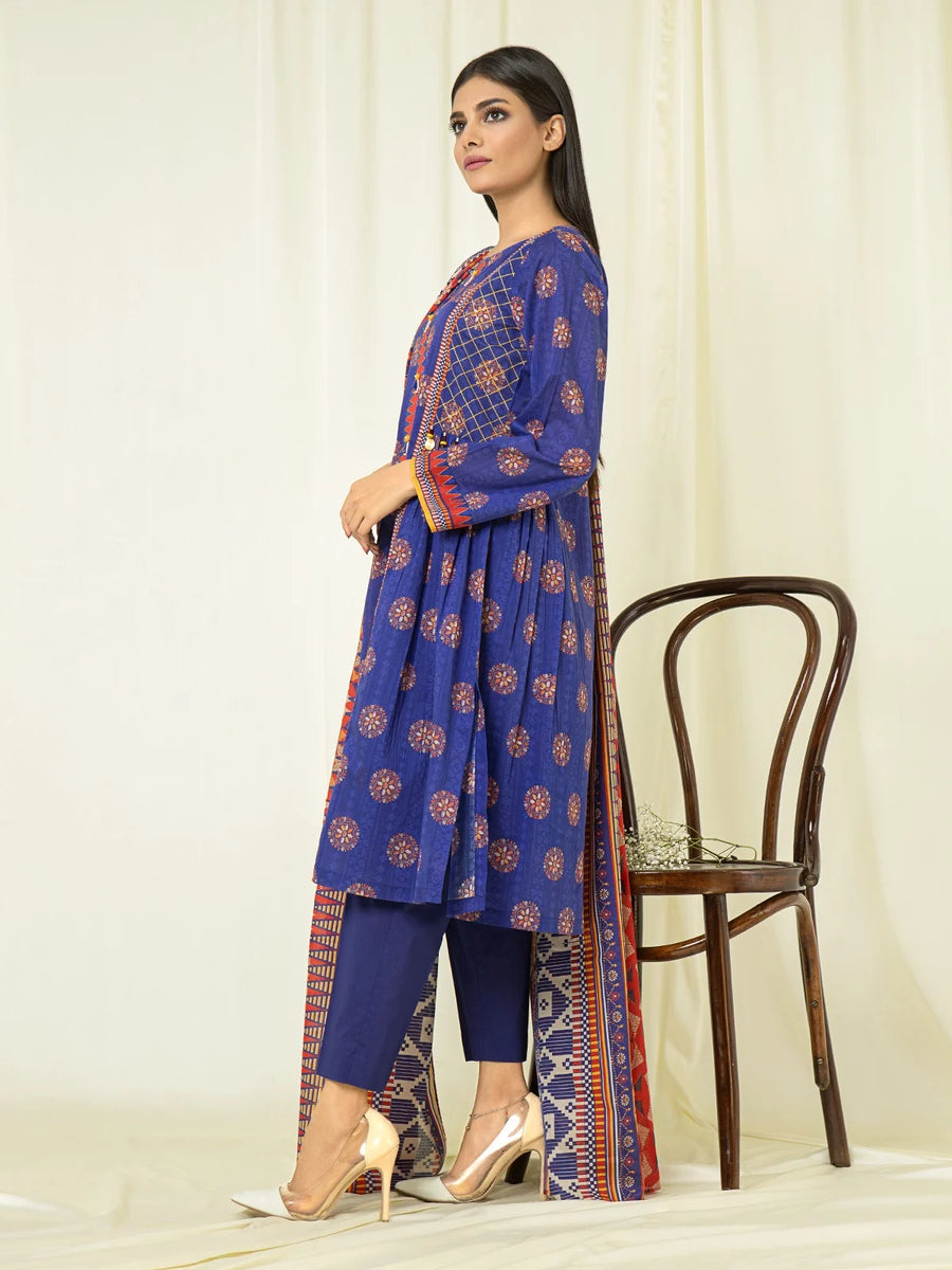 edenrobe Allure Printed Khaddar Unstitched 3Pc Suit EWU22A3-23465