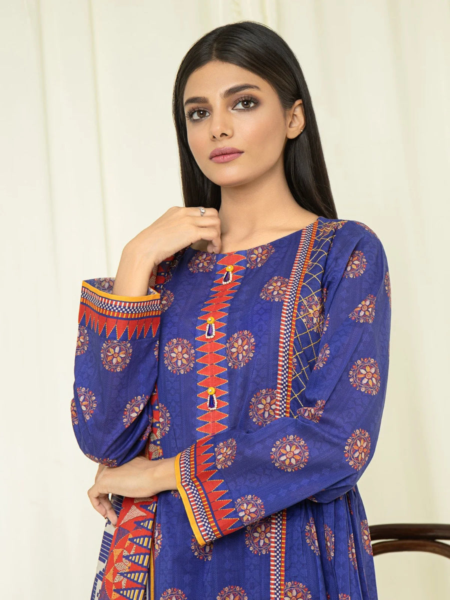 edenrobe Allure Printed Khaddar Unstitched 3Pc Suit EWU22A3-23465