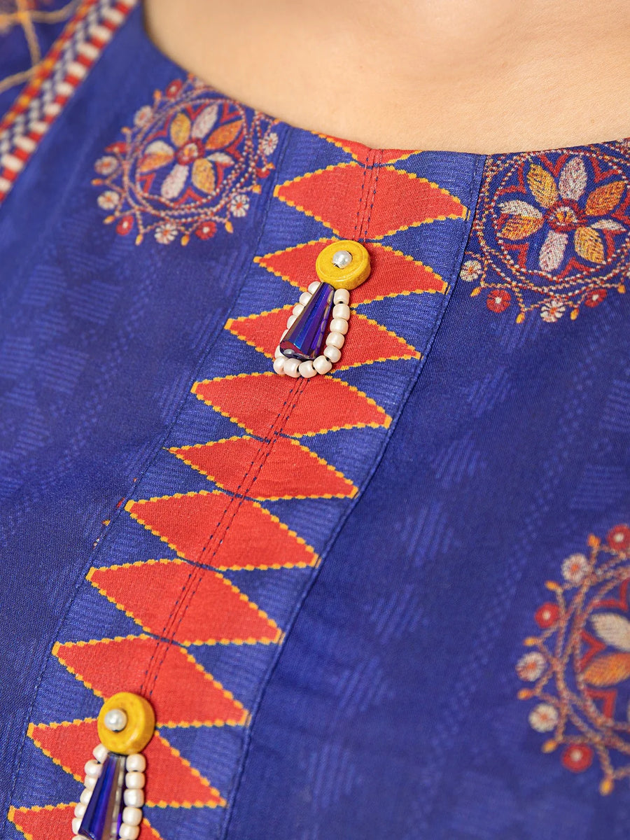 edenrobe Allure Printed Khaddar Unstitched 3Pc Suit EWU22A3-23465