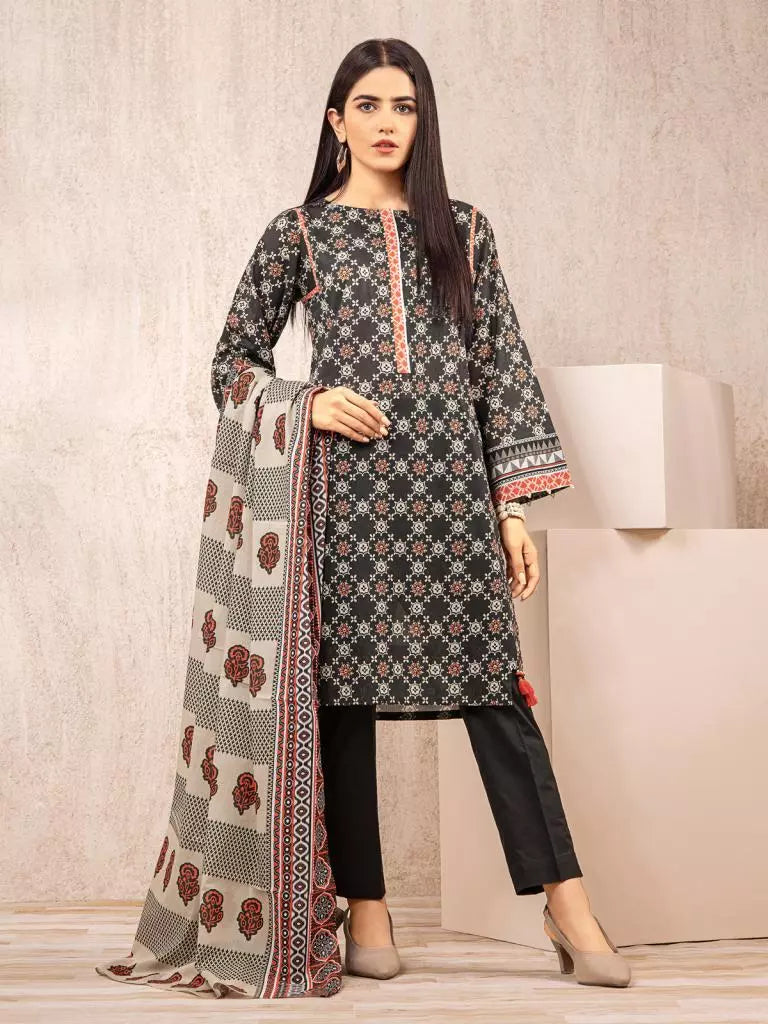 edenrobe Allure Khaddar Unstitched Printed 3Pc Suit EWU22A3-23466-XXL