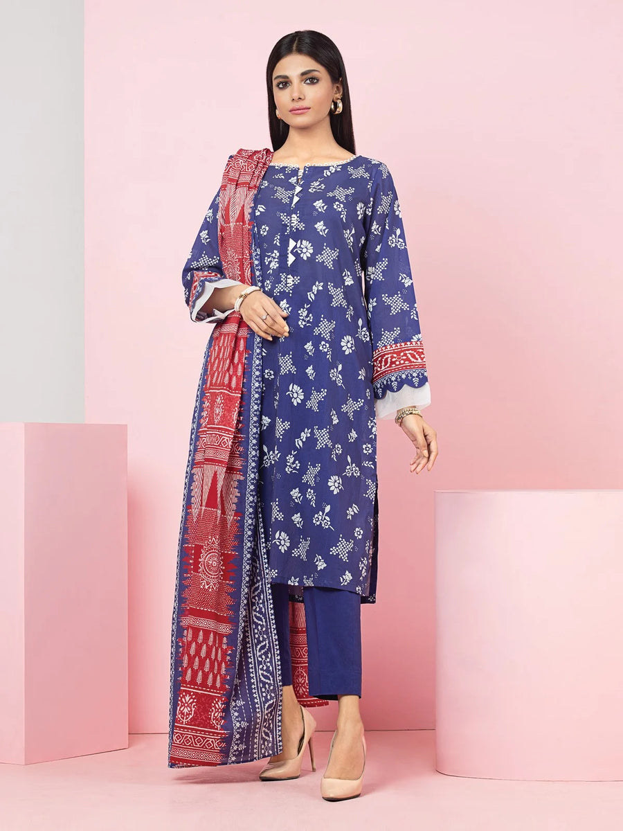 edenrobe Allure Printed Khaddar Unstitched 3Pc Suit EWU22A3-24252