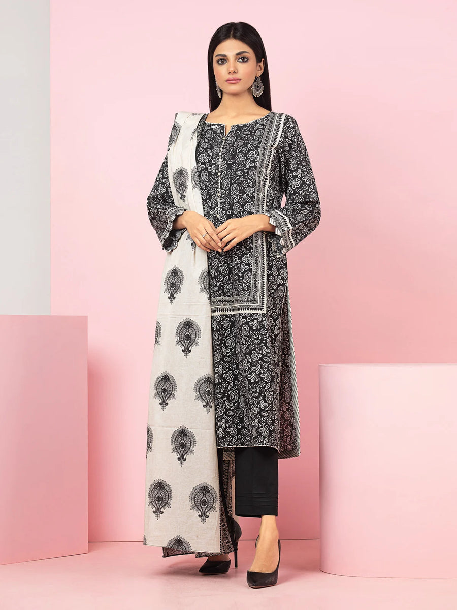 edenrobe Allure Printed Khaddar Unstitched 3Pc Suit EWU22A3-24254