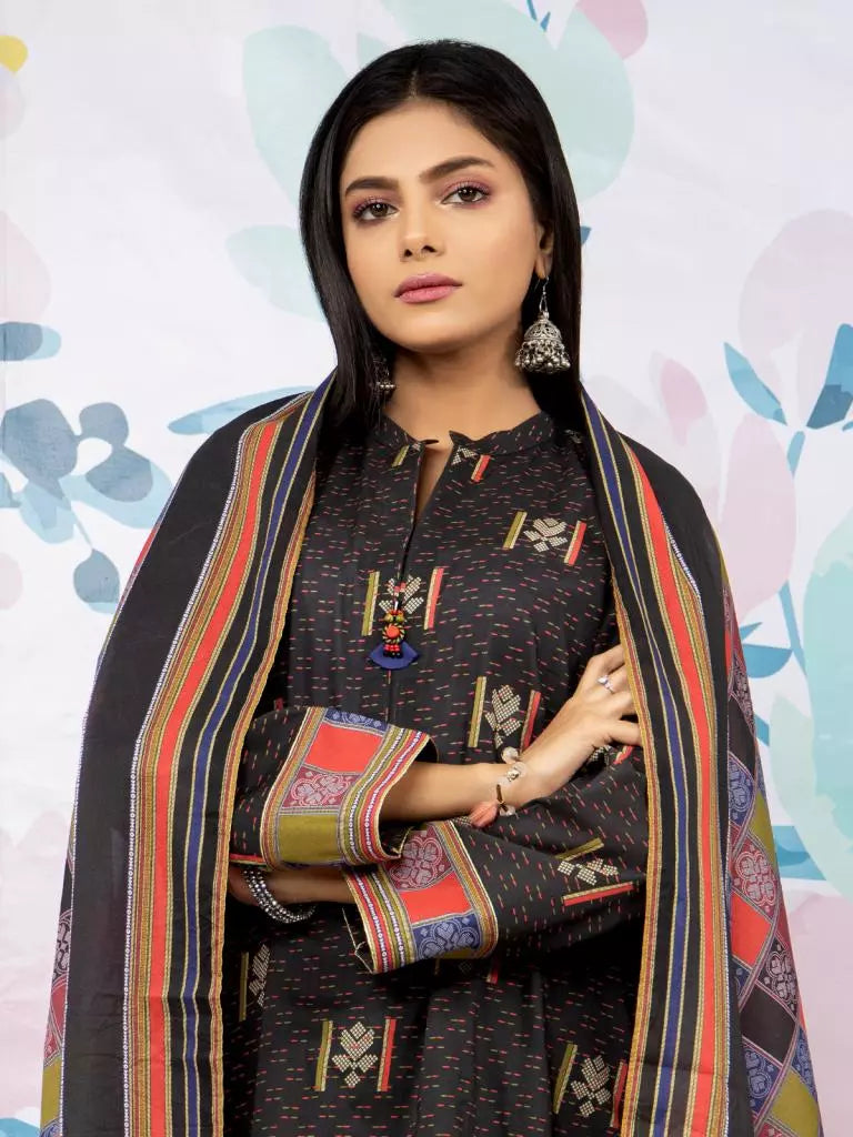edenrobe Allure Printed Khaddar Unstitched 2Pc Suit EWU22A3-24255