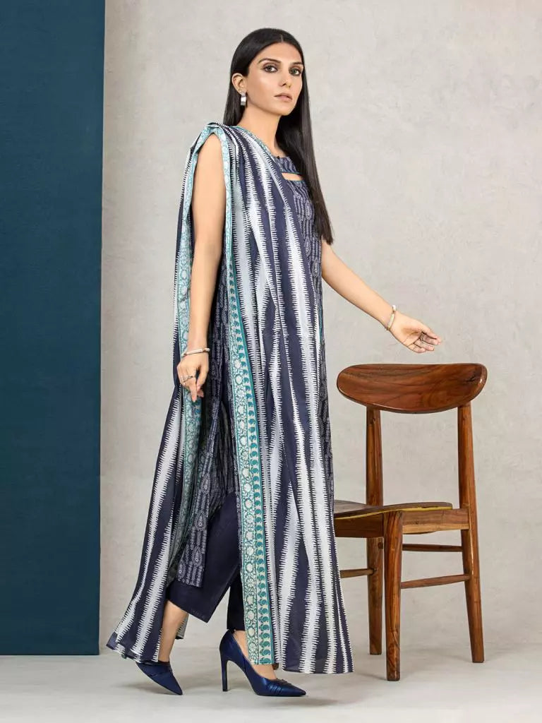 edenrobe Allure Khaddar Unstitched Printed 3Pc Suit EWU22A3-24257-XXL