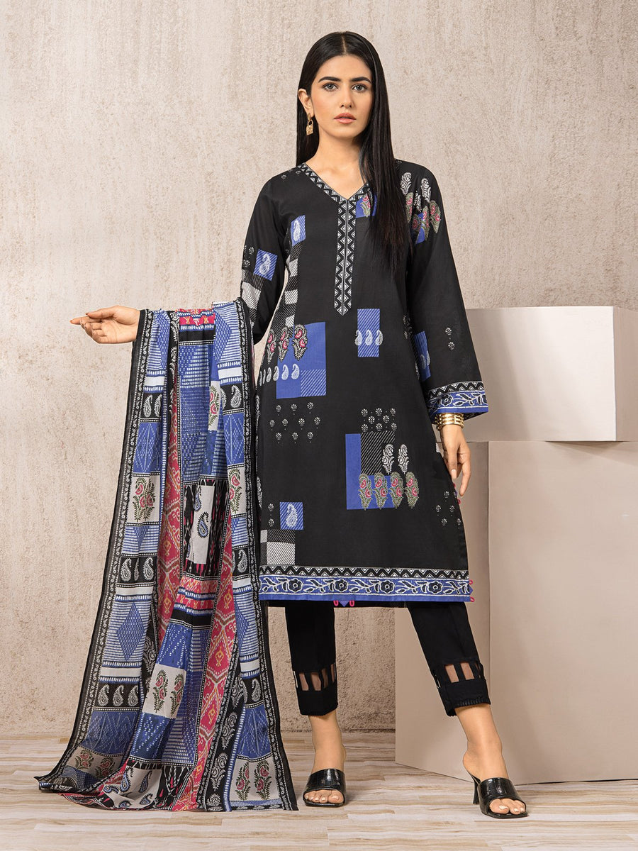 edenrobe Allure Printed Khaddar Unstitched 2Pc Suit EWU22A3-24259