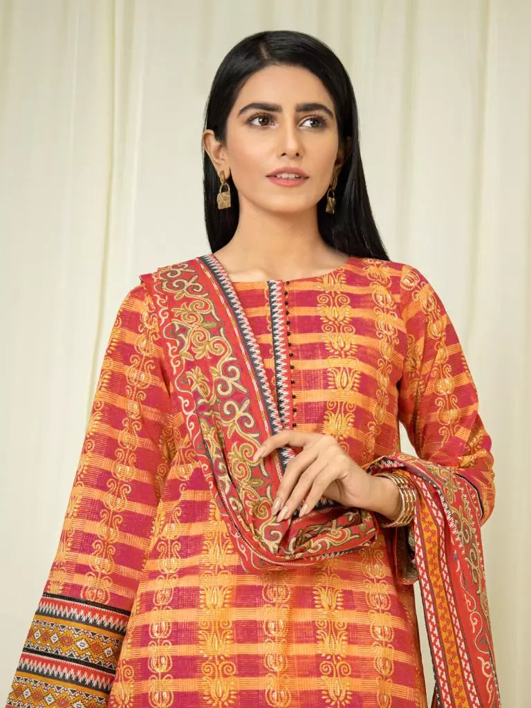 edenrobe Allure Printed Khaddar Unstitched 3Pc Suit EWU22A3-24261