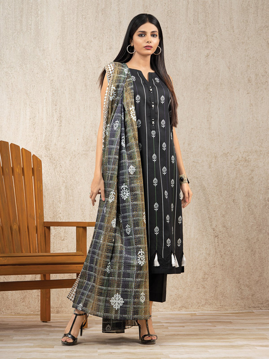 edenrobe Allure Printed Khaddar Unstitched 2Pc Suit EWU22A3-24269