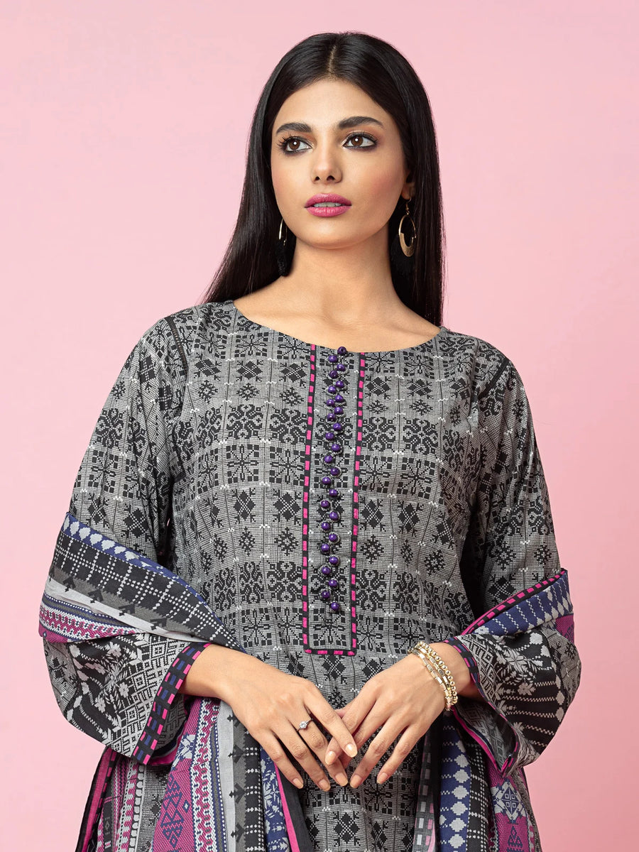 edenrobe Allure Khaddar Unstitched Printed 3Pc Suit EWU22A3-24274