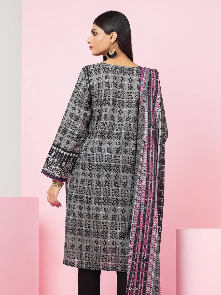 edenrobe Allure Khaddar Unstitched Printed 3Pc Suit EWU22A3-24274