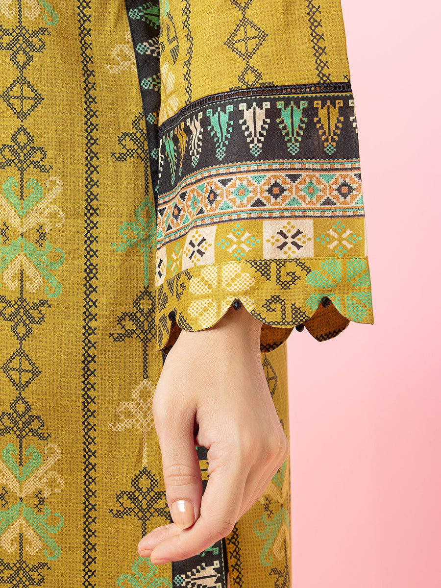 edenrobe Allure Printed Khaddar Unstitched 3Pc Suit EWU22A3-24277