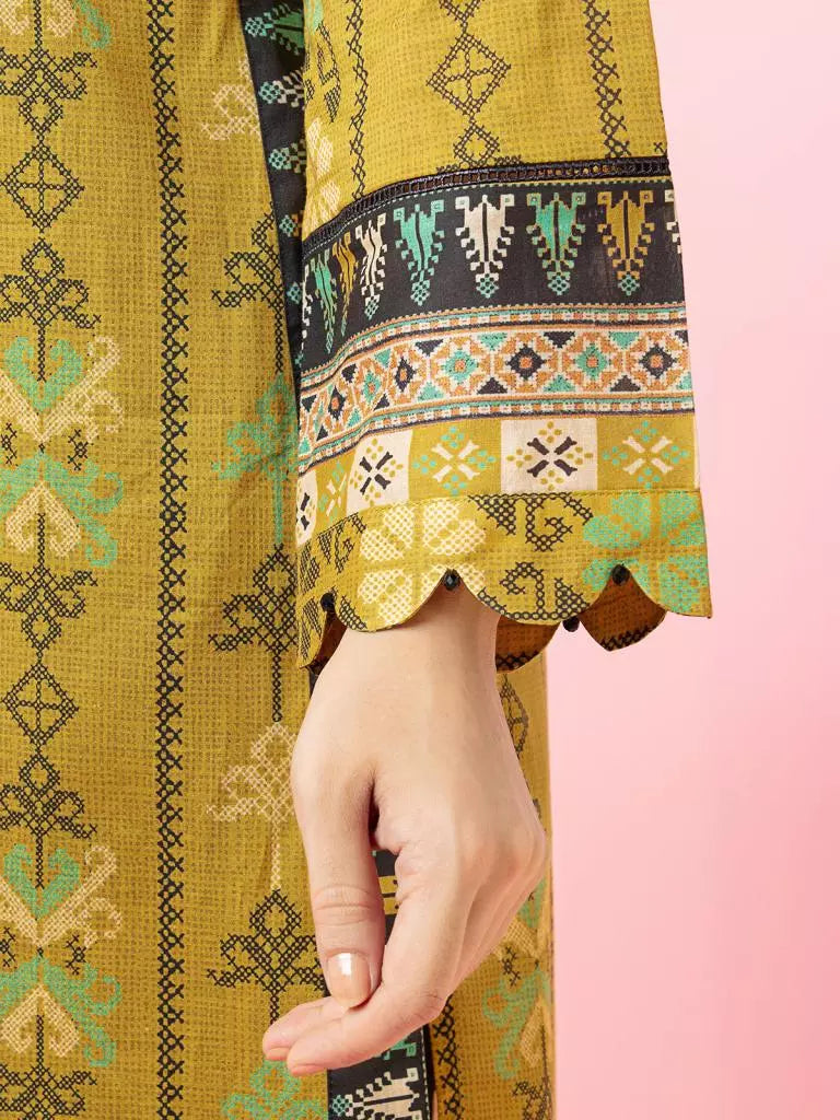 edenrobe Allure Khaddar Unstitched Printed 3Pc Suit EWU22A3-24277