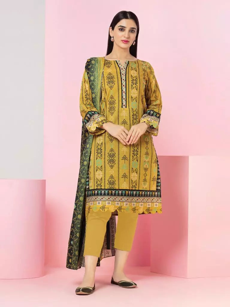 edenrobe Allure Khaddar Unstitched Printed 3Pc Suit EWU22A3-24277