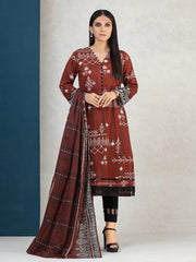 edenrobe Allure Khaddar Unstitched Printed 3Pc Suit EWU22A3-24282-XXL