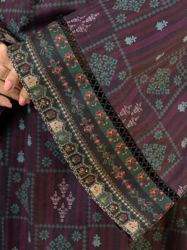 edenrobe Allure Printed Khaddar Unstitched 3Pc Suit EWU22A3-24407