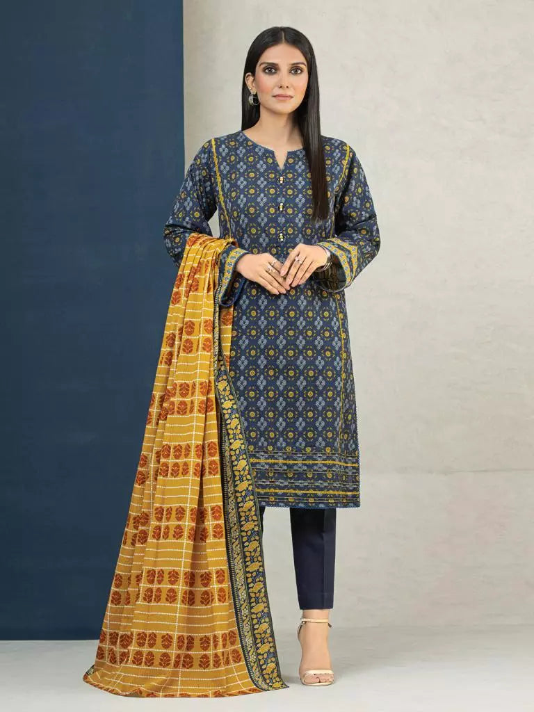 edenrobe Allure Printed Khaddar Unstitched 3Pc Suit EWU22A3-24413