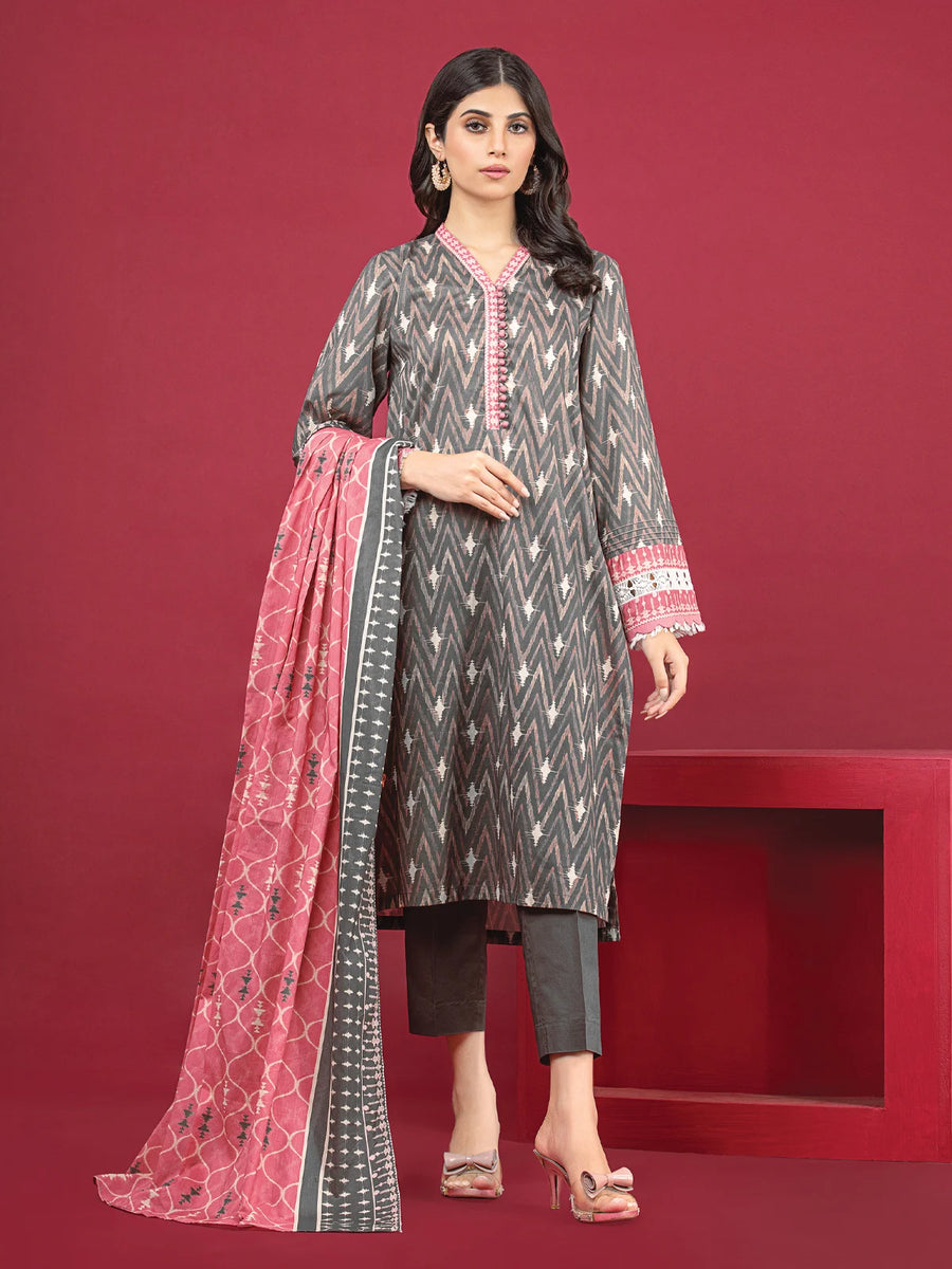 edenrobe Allure Khaddar Unstitched Printed 3Pc Suit EWU22A3-24416