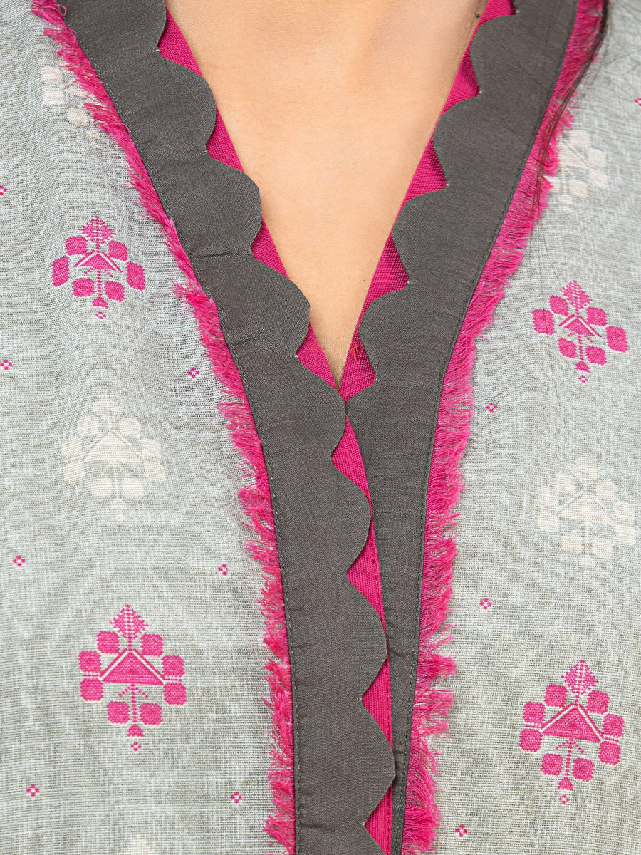 edenrobe Allure Khaddar Unstitched Printed 3Pc Suit EWU22A3-24429-XXL