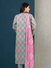 edenrobe Allure Khaddar Unstitched Printed 3Pc Suit EWU22A3-24429-XXL
