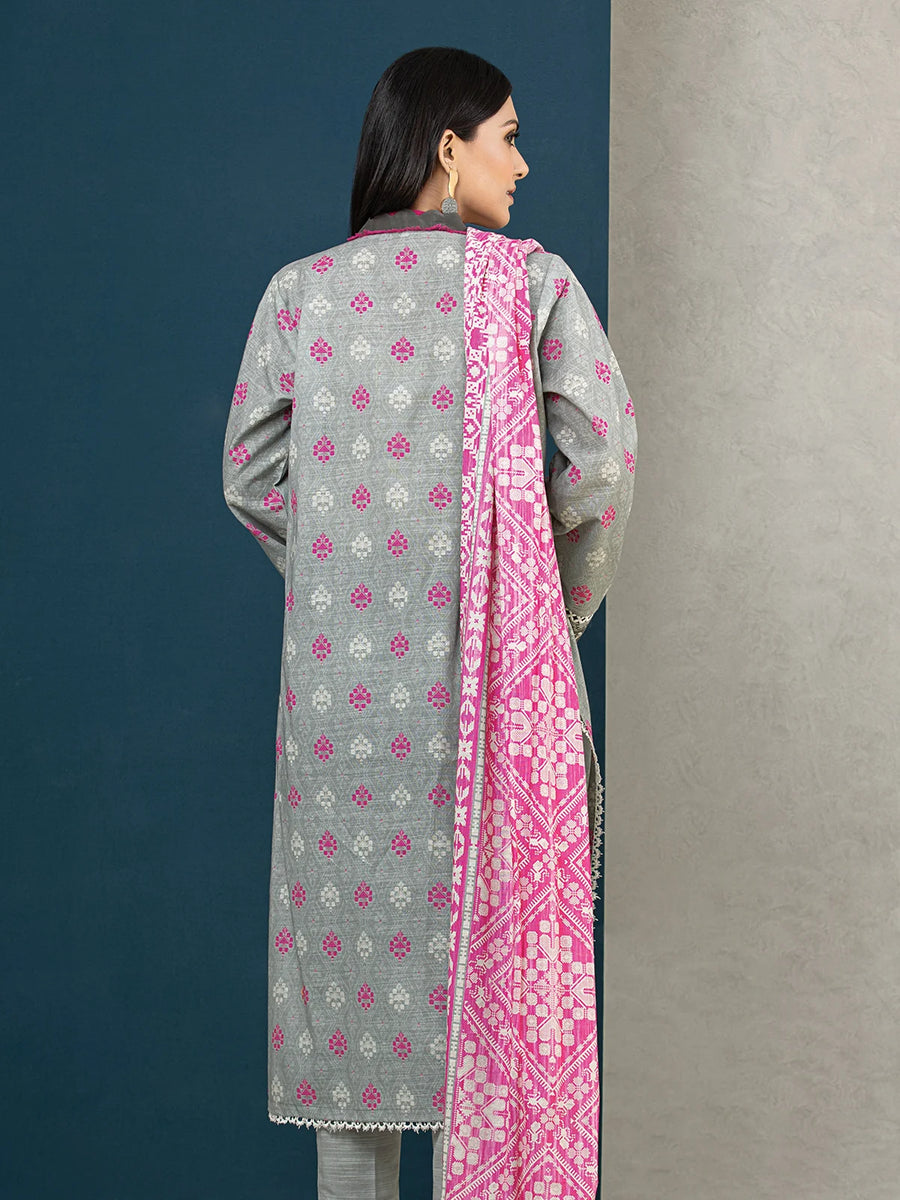 edenrobe Allure Khaddar Unstitched Printed 3Pc Suit EWU22A3-24429-XXL