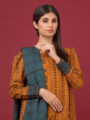 edenrobe Allure Khaddar Unstitched Printed 3Pc Suit EWU22A3-24455-XXL