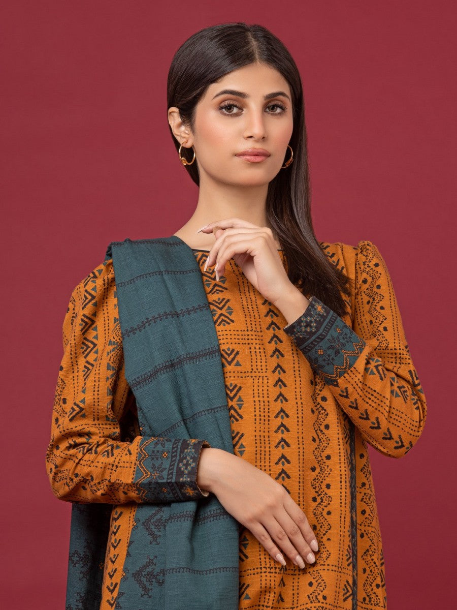 edenrobe Allure Printed Khaddar Unstitched 3Pc Suit EWU22A3-24455
