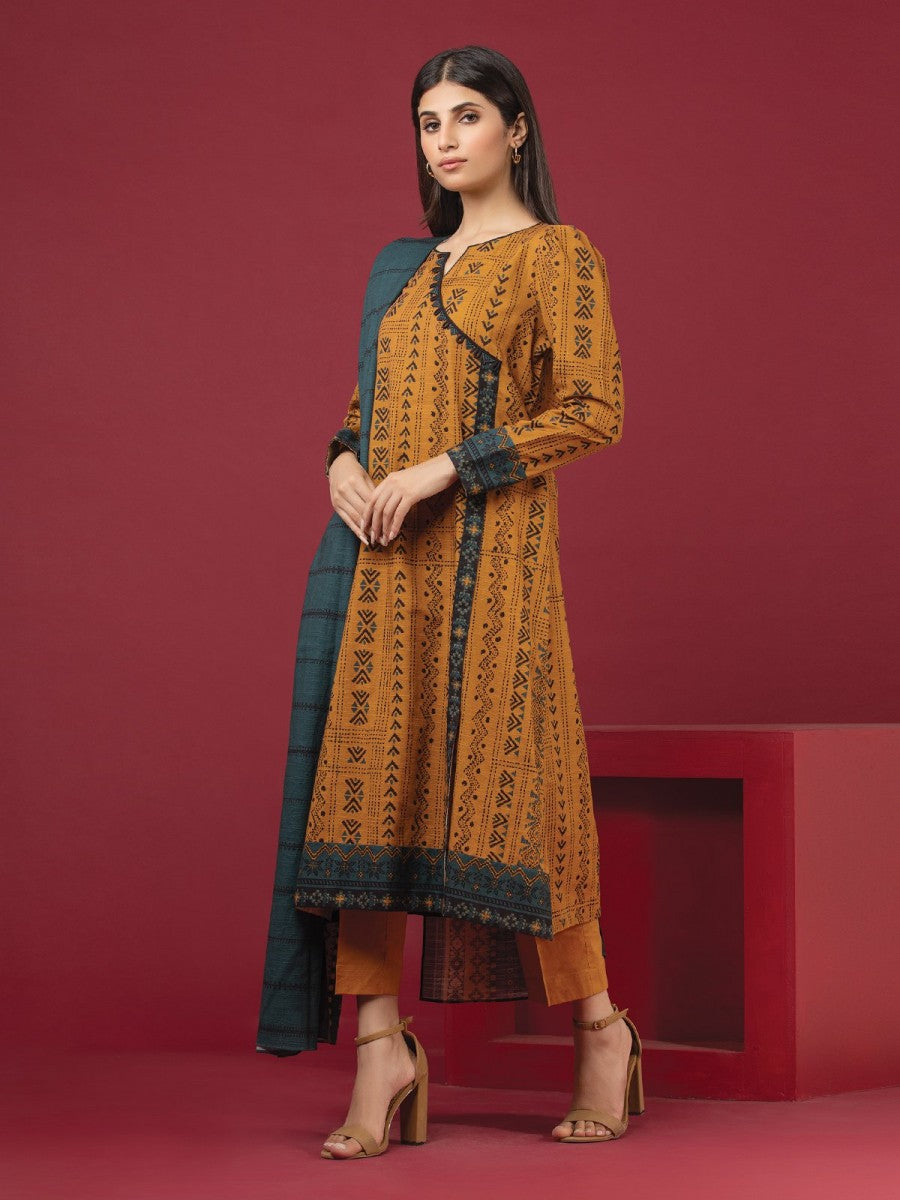 edenrobe Allure Printed Khaddar Unstitched 3Pc Suit EWU22A3-24455