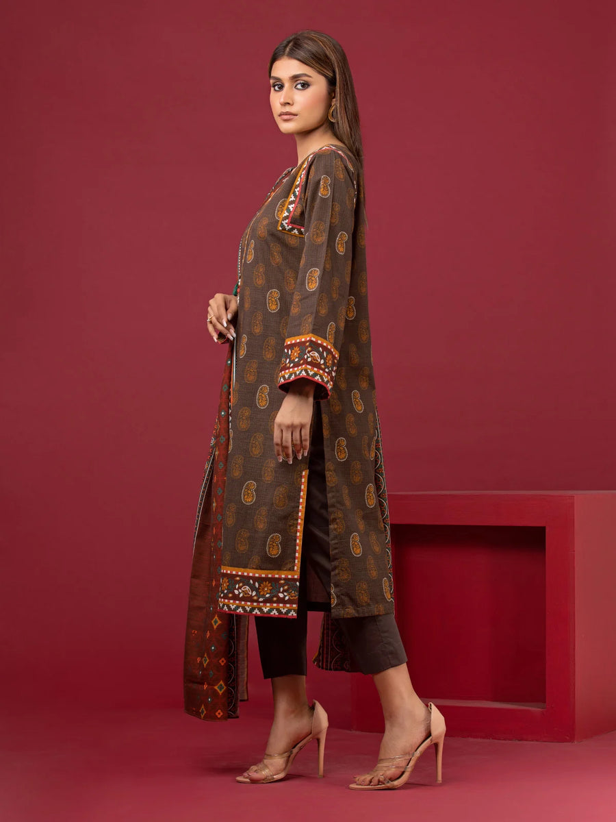 edenrobe Allure Printed Khaddar Unstitched 3Pc Suit EWU22A3-24464