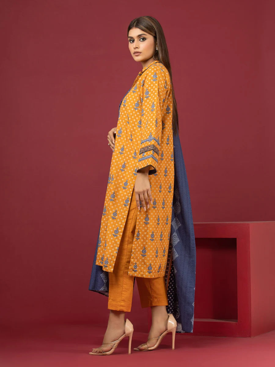 edenrobe Allure Khaddar Unstitched Printed 3Pc Suit EWU22A3-24465-XXL