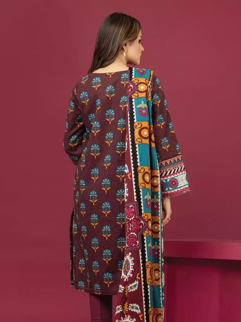 edenrobe Allure Printed Khaddar Unstitched 3Pc Suit EWU22A3-24467