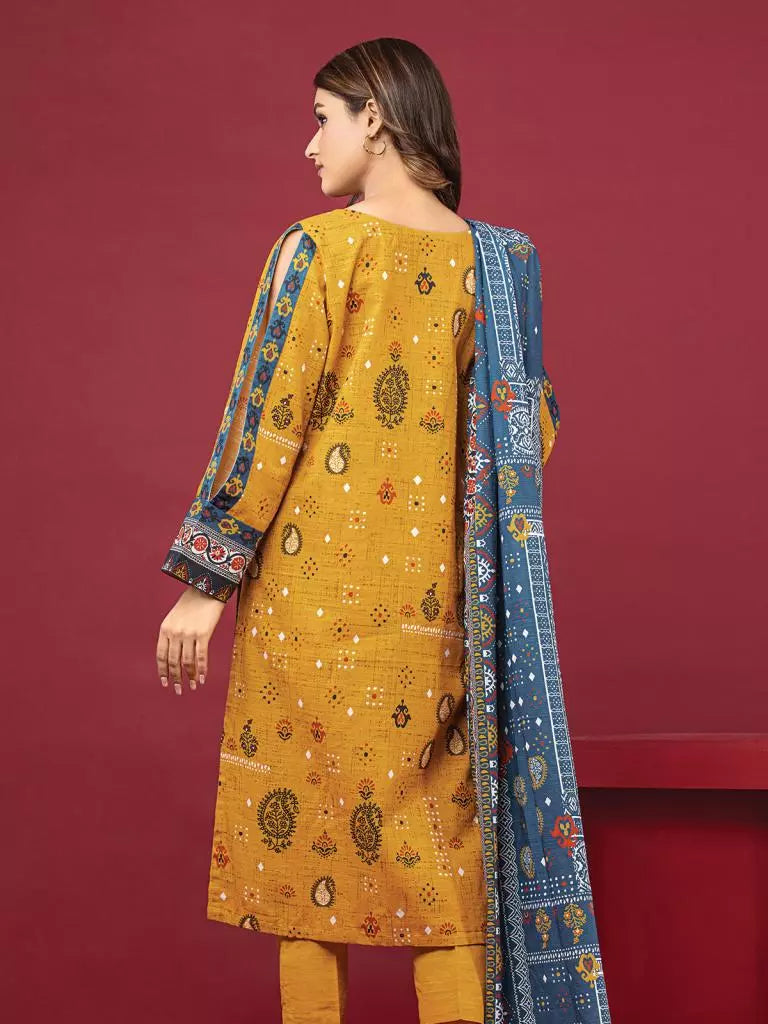 edenrobe Allure Khaddar Unstitched Printed 3Pc Suit EWU22A3-24470