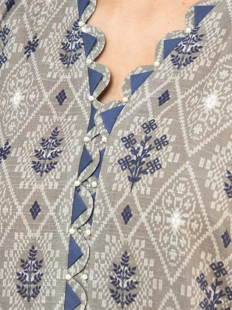 edenrobe Allure Printed Khaddar Unstitched 3Pc Suit EWU22A3-24471