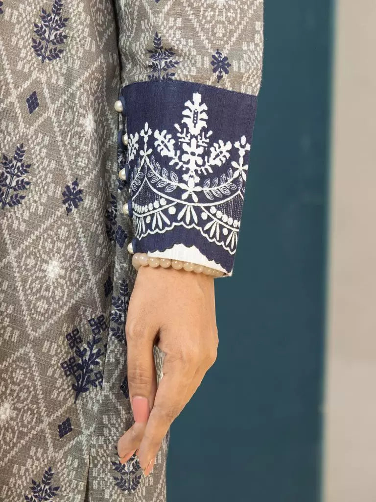 edenrobe Allure Printed Khaddar Unstitched 3Pc Suit EWU22A3-24471